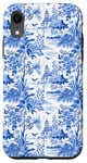 Coque pour iPhone XR French Blue Chinoiserie Toile Pagode Grandmillennial Preppy
