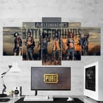 TOPRUN PUBG Playerunknowns Battlegrounds Minimalist 5 pieces wall art canvas for living room Home Wall Decoration 5 panel canvas picture for bedroom Background art Decor xxl 150x80CM Framework
