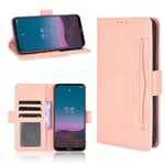 Nokia 5.4 - Læder cover / pung - Udvendig aftagelig kortholder - Pink