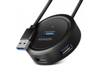 AXAGON HUE-P1A USB-A hub, 4x USB 3.0, extern strömförsörjning - 30 cm