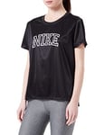 Nike Women's W NK DF Swoosh Run SS TOP Sweatshirt, Black/White/White, XS