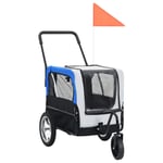 vidaXL Cykelvagn för husdjur och joggingvagn 2-i-1 grå och blå -  Vagnar för husdjur