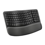 Logitech Wave Keys Wireless Ergonomic Keyboard with Cushioned Palm Rest - Graphite, QWERTZ German Layout