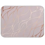 Quick Drying Mat Microfibre Drying Pad Rose Gold Marble Lines Print Washable Counter-top Mat Kitchen Draining Board Mats for Dishes Glass, 16x18 in
