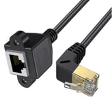 Cat8 RJ45 Up Angle Male to RJ45 Female Ethernet 40Gbps Extension Cable - 0.3m