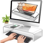 ZZJCY Anti-Cat Clear Acrylic Keyboard Cover, Monitor Laptop Stand Computer Desktop Stands Display Shelf, Save Space And Ergonomic Design, Comfortable And Durable,0.2in,19.7x6.7x3.9 in