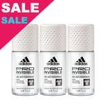 Adidas Women PRO Invisible Roll-On Deodorant Antiperspirant 3 x 50ml