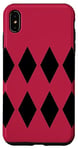 Coque pour iPhone XS Max Couleur de l'année 2023 VIVA MAGENTA motif arlequin noir