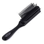 Fine Lines Brosse à cheveux à 5 rangées pour homme et femme - Coussin en caoutchouc noir - Idéal pour les cheveux bouclés ou fins et les extensions de cheveux - Compagnon de voyage parfait - Design