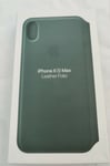 Genuine Original Official Leather Folio Flip Case Forest Green for iPhone XS Max
