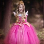 Flickan Prinsessan Aurora Törnrosa Tyllklänning Bal Klänning Fest Fancy Dress Cosplay Kostym rose red 4-5 years