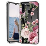 ZhuoFan Blackview A80 Pro Case Clear Slim, Phone Case Cover Silicone TPU Transparent with Design Shockproof Soft TPU Back Bumper Protective for Blackview A80 Pro 6.49", Pink flower