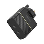 OtterBox Dual Port UK Wall Charger 50W, USB-C PD 30W GaN + USB-C PD 20W, Fast Charger for Smartphone and Tablet, Drop Tested, Rugged, Ultra Durable, Black