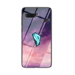 BRAND SET Case for ASUS ROG Phone 2 Transparent Purple Star Sky Pattern Protective Case Tempered Glass Back Cover Shockproof Case Suitable for ASUS ROG Phone 2-MHXK