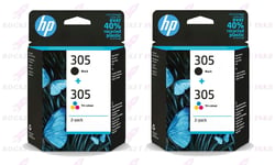 2x HP 305 Black & Colour Original Ink Cartridges For ENVY 6032 Printer