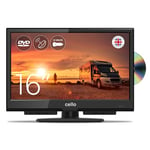 Cello 12 Volt 16 inch TV Made in UK (2024) with Built in DVD Player, Freeview Play, FreeSat & Pitch Perfect Speakers, Small TV for Campervans, 12 Volt TV with DVD for Motorhomes, HGVS & Boats