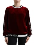 DOLCE & GABBANA Sweater Bordeaux Velvet Crew Neck Pullover IT36/US2/2XS 1500usd