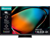55" HISENSE 55U8KQTUK  Smart 4K Ultra HD HDR Mini-LED TV with Amazon Alexa, Silver/Grey