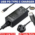 USB C Type C Laptop Power Charger For Samsung Chromebook Plus 12.3"