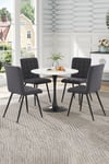 5-Piece Dining Table Set of Tufted Dining Chairs and Wooden  Round Coffee Table