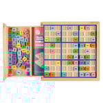 Sudoku i trä med 90 nummerbrickor och spelbok
