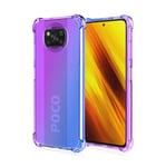 MISKQ case for Xiaomi Poco X3 NFC, Phone Cover Shockproof, Rreinforced Corner, Silicone soft anti-fall TPU mobile phone case(Purple/Blue)