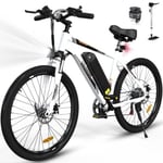 COLORWAY White Electric Bike, 26" Mountain Bike E-Bike Electric Assistance Bike med avtagbart 36V 15Ah batteri, Shimano 7 Speed