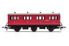 Hornby R40123 BR Crimson 1st Class 4 Door 6 Wheel Electric Step Boards E41373-With Lights Coach, Red