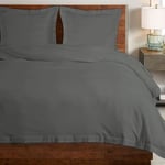 Pizuna 100% Coton Pur Ensemble de Housses de Couette 260x240 cm 2 Personnes Gris Voilet Coton Longue Tige 400 Fils Armure Satin Housse de Couette de Luxe avec Fermeture à Boutons Gris Gris foncé
