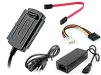 Jx2 – Kit adaptateur SATA/IDE USB 2.0 avec alimentation compatible avec disque dur 2.5", 3,5", 5,25", CD-ROM, DVD, appareil combiné, DVD-RW, ordinateur portable