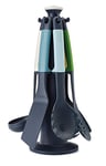 Joseph Joseph Elevate - Kitchen tools & gadgets Carousel 6-Piece Utensil Set with rotating stand, Ergonomic silicone handles, non stick head- Opal, 4