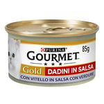 Gourmet Purina Gold Humidide Chat en Sauce avec viteau en Sauce avec légumes – 24 boîtes de 85 g chacune (Lot de 24 x 85 g)