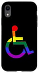 Coque pour iPhone XR Symbole de fauteuil roulant arc-en-ciel