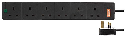 PRO ELEC PELB1755 5m 6 Way Surge Protected Extension Lead, Black