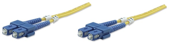 Intellinet Fiber Optic Patch Cable, OS2, SC/SC, 10m, Yellow, Duplex, Single-Mode, 9/125 µm, LSZH, Fibre, Lifetime Warranty, Polybag