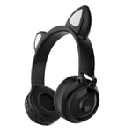 Huikanga Cat Ear Bluetooth Headset Headset Wireless Luminescence Cute Cat Ear LED Breathing Light (Color : Black)