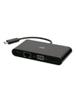 C2G USB C to HDMI VGA USB A & RJ45 Adapter - 4K 30Hz - Black - docking station - USB-C / Thunderbolt 3 - VGA HDMI - GigE