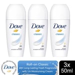 Dove Classic Roll On Anti-Perspirant  48H of Sweat & Odour Protection, 3x50ml