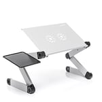 InnovaGoods - Table d'Ordinateur Portable Réglable, Plateau pour Lit, Support Pliable en Aluminium, Ventilation, Hauteur/Inclinaison Ajustables, Argent, Médiano