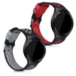 kwmobile Watch Bands Compatible with Huawei Watch GT 2e - Straps Set of 2 Replacement Silicone Band - Black/Red/Black/Grey