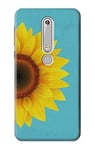 Vintage Sunflower Blue Case Cover For Nokia 6.1, Nokia 6 2018