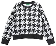 United Colors of Benetton Women's Jersey G/C M/L 3vhsd104o Sweatshirt, Pied De Poule Black and White 67e, S