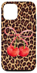 Coque pour iPhone 13 Pro Cravates léopard imprimé guépard cerises cerises nœud