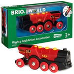 World Mighty Red Action Locomotive Battery Powered Wooden Train For Kids Age 3