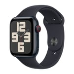 Apple Watch SE GPS + Cellular 44 mm, Midnat aluminium urkasse med, Midnat sportsrem - S/M