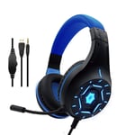 Gaming Headset, Gaming Headphone Stereo Headsets with Noise Canceling Microphone Volume Control and LED Light 40mm Drivers Soft Earpads for Xbox One PC Laptop Tablet Smart Phone
