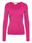 Vicosy L/S Square Neck Pullover Bf Tops Knitwear Jumpers Pink Vila