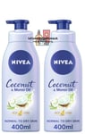 2 X Nivea COCONUT & MONOI OIL Body Oil In Lotion 400ml