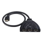 HDMI Switcher Commutateur 3 ports HDMI | 3 x entrées / 1 x sorties | 1,3b 1080 p avec câble fixe pour vidéo et audio HD