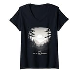 Womens Take Me to the Mountains Graphic Forest Mist Wilderness V-Neck T-Shirt